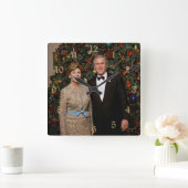 ジョージ・ブッシュ大統領、ローラ・クリスマスホワイトハウス スクエア壁時計 (ホーム)