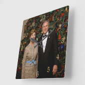 ジョージ・ブッシュ大統領、ローラ・クリスマスホワイトハウス スクエア壁時計 (傾斜)