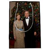 ジョージ・ブッシュ大統領、ローラ・クリスマスホワイトハウス ミディアムペーパーバッグ (正面)