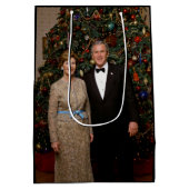 ジョージ・ブッシュ大統領、ローラ・クリスマスホワイトハウス ミディアムペーパーバッグ (裏面)