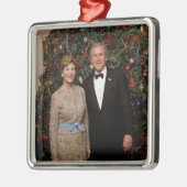 ジョージ・ブッシュ大統領、ローラ・クリスマスホワイトハウス メタルオーナメント (左)