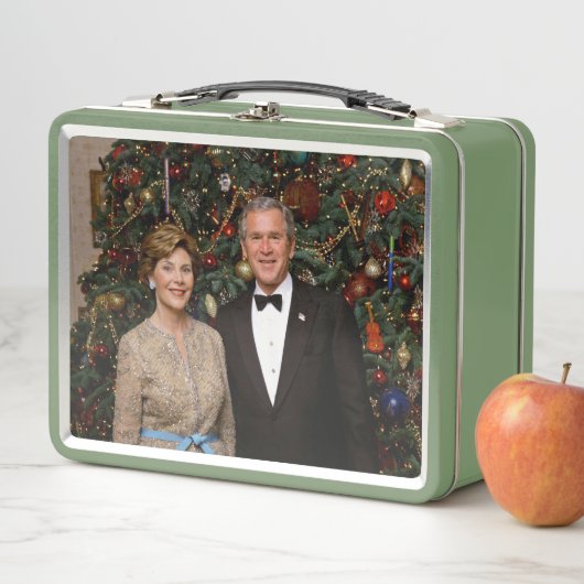 ジョージ・ブッシュ大統領、ローラ・クリスマスホワイトハウス メタルランチボックス (インサイチュ)