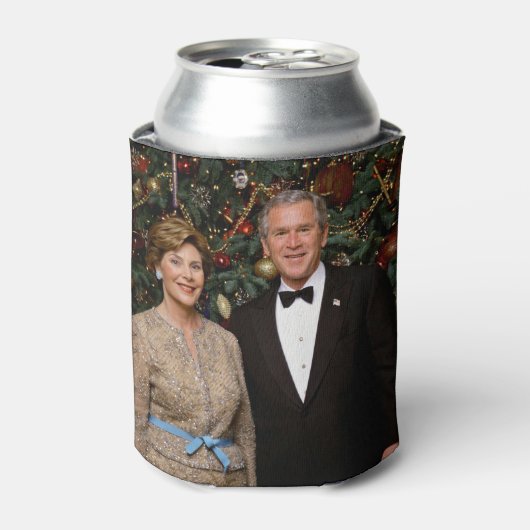 ジョージ・ブッシュ大統領、ローラ・クリスマスホワイトハウス 缶クーラー (缶正面)
