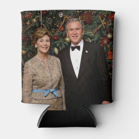 ジョージ・ブッシュ大統領、ローラ・クリスマスホワイトハウス 缶クーラー (正面)