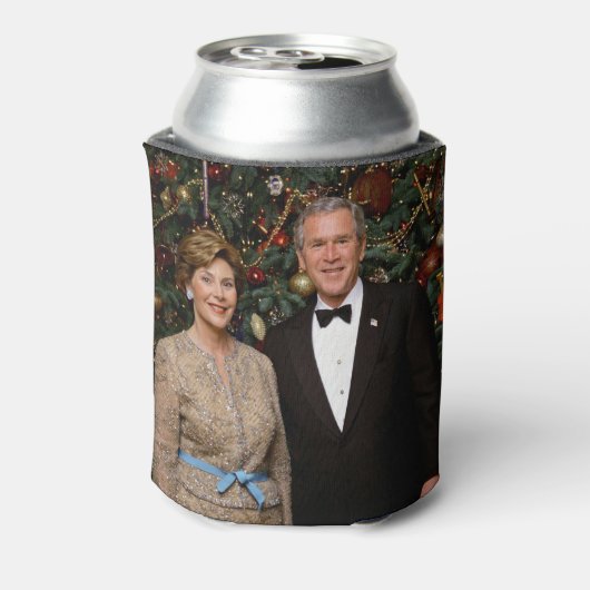 ジョージ・ブッシュ大統領、ローラ・クリスマスホワイトハウス 缶クーラー (缶裏面)