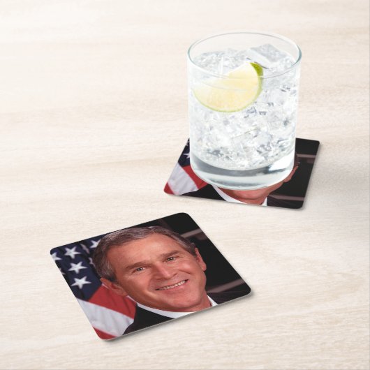 ジョージ・ブッシュ第43回米国アメリカ大統領写真 スクエアペーパーコースター (インサイチュ)