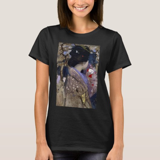ジョージ・ヘンリーによる扇子を持つ日本人女性 Tシャツ (正面)