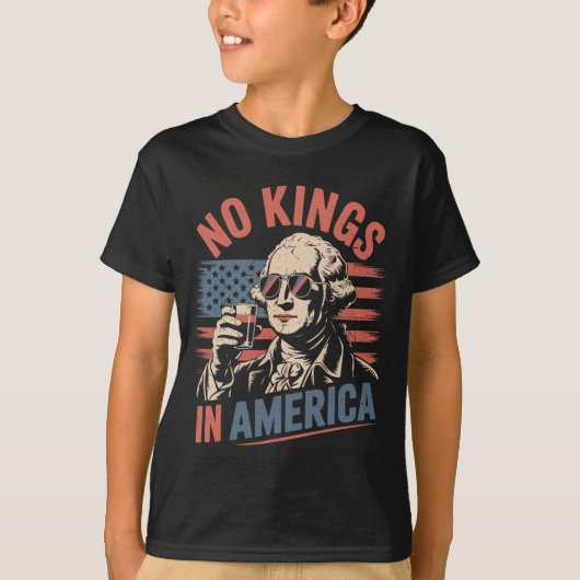 ジョージ・ワシントンおもしろいNo Kings America Tシャツ (正面)
