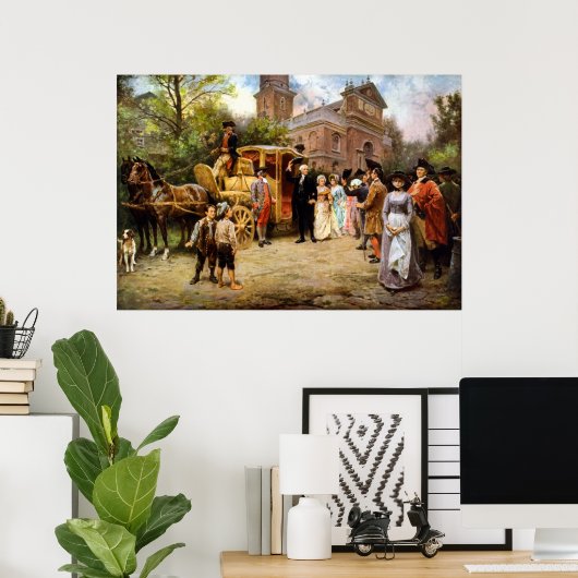 ジョージ・ワシントンがキリスト教会に到着 ポスター (ホームオフィス)