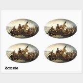 ジョージ・ワシントンがデラウェアのステッカーを渡る 楕円形シール (シート)