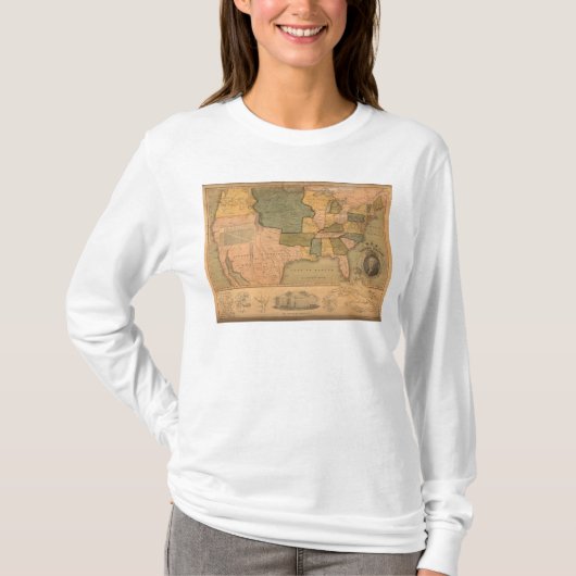 ジョージ・ワシントンが付いている米国の地図 Tシャツ (正面)