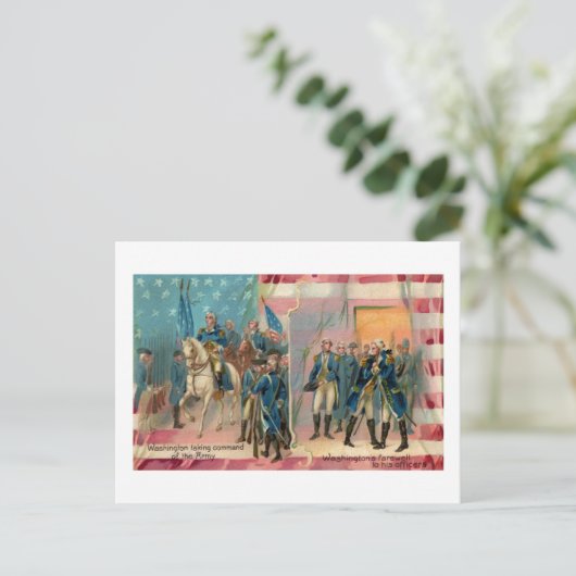 ジョージ・ワシントンと軍隊のヴィンテージポストカード ポストカード (スタンド正面)