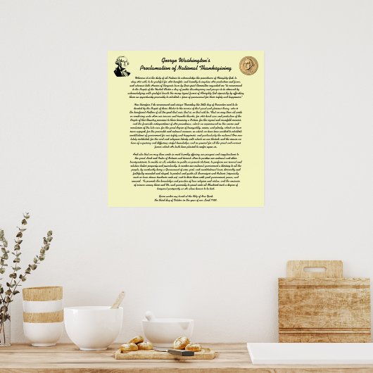 ジョージ・ワシントンによる感謝祭の宣言 ポスター (キッチン)