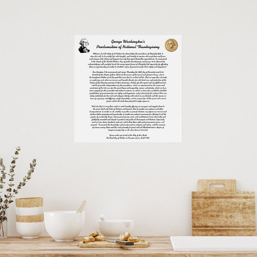 ジョージ・ワシントンによる感謝祭の宣言 ポスター (キッチン)