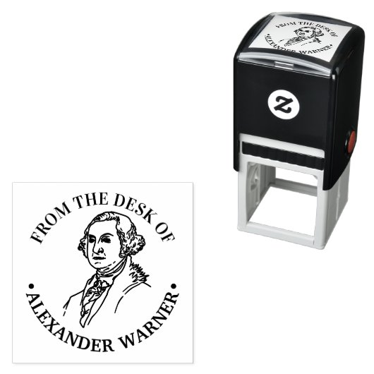 ジョージ・ワシントンの胸像 ラウンド「机から」 セルフインキングスタンプ (インサイチュ)