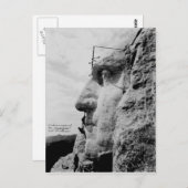 ジョージ・ワシントンの顔に労働者たちがマウント・ラッシュモア ポストカード (正面/裏面)