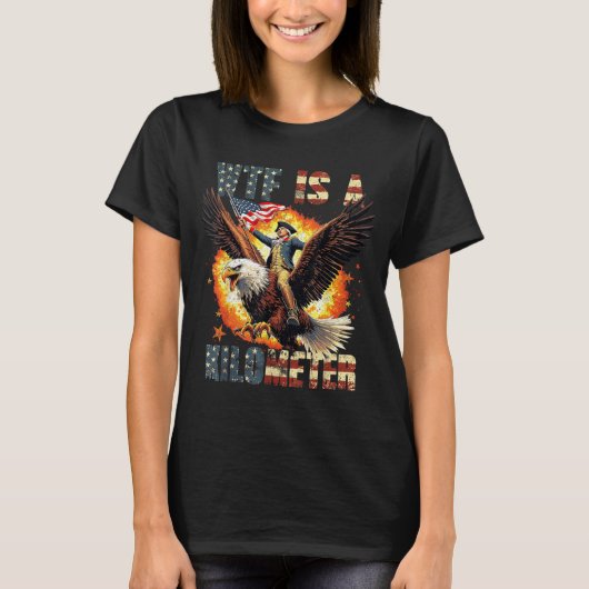 ジョージ・ワシントンの騎乗は面白いか Tシャツ (正面)