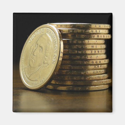 ジョージ・ワシントン大統領の$1コインスタック マグネット (正面)