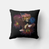 ジョージ・ワシントン旗でワシに乗る クッション (裏面)