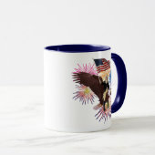 ジョージ・ワシントン旗でワシに乗る マグカップ (正面右)