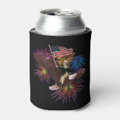 ジョージ・ワシントン旗でワシに乗る 缶クーラー (缶正面)