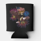 ジョージ・ワシントン旗でワシに乗る 缶クーラー (裏面)