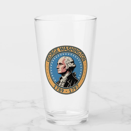 ジョージ・ワシントン米国大統領イラストバッジ タンブラーグラス (正面)
