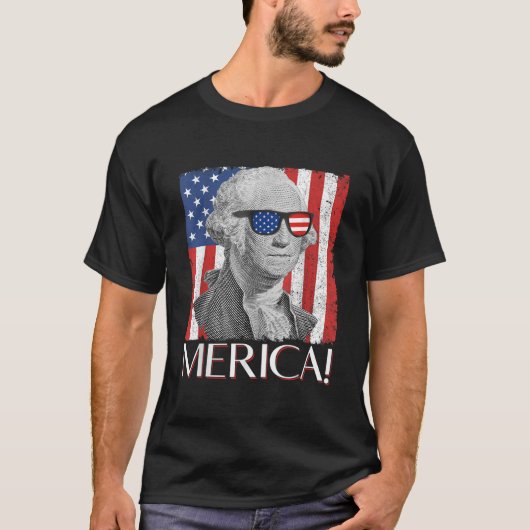 ジョージ・ワシントン・メリカ愛国米国国旗4 Tシャツ (正面)