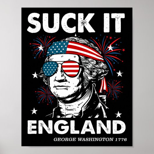 ジョージ・ワシントン 英国をやっつけろTシャツ 7月4日 ポスター (正面)