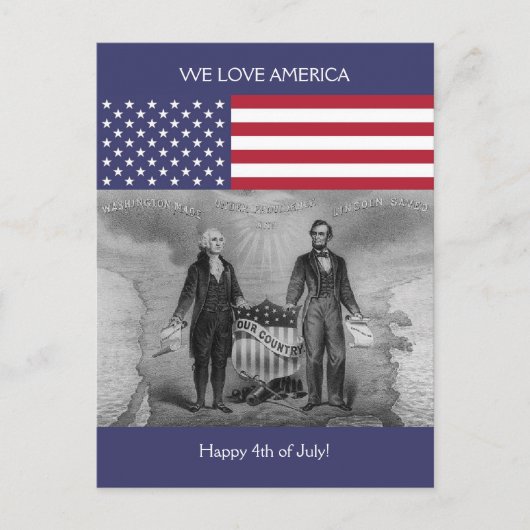 ジョージ・ワシントンAbraham Lincoln Patriotic Usa ポストカード (正面)