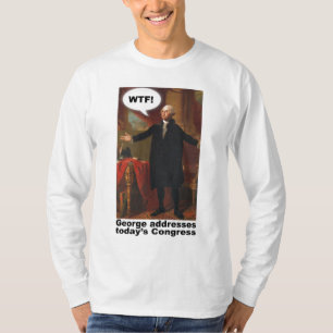 ジョージ・ワシントンWTFの(キャプションと)長袖 Tシャツ