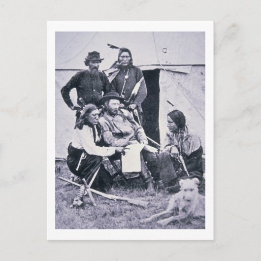 ジョージ・A・カスター将軍(1839年~76年)とインディアン ポストカード (正面)