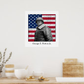 ジョージ・S・パトン将軍と米国国旗 ポスター (キッチン)