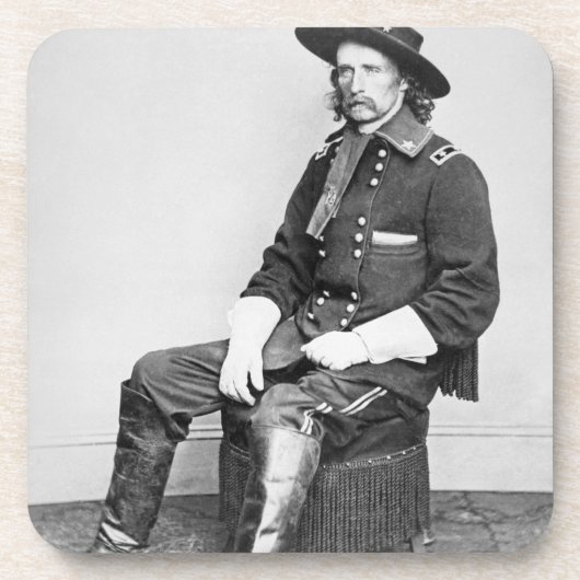 ジョージA. Custer (b/wの写真)大将 コースター (正面)