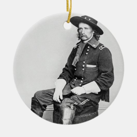 ジョージA. Custer (b/wの写真)大将 セラミックオーナメント (正面)