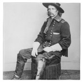 ジョージA. Custer (b/wの写真)大将 タイル (正面)