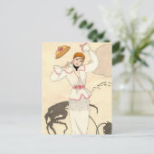 ジョージBarbier著ばら色ベルトが付いている白い服 ポストカード (スタンド正面)