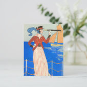 ジョージBarbier著ヨットに乗る衣服 ポストカード (スタンド正面)