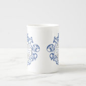 ジョージBlue HRHの王子か白スクロール ボーンチャイナマグカップ (正面)