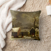 ジョージDurrie著冬の農場の絵画 クッション (ブランケット)