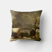 ジョージDurrie著冬の農場の絵画 クッション (裏面)
