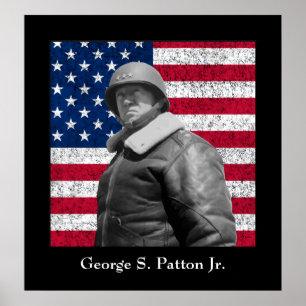 ジョージS. Pattonおよび米国の旗概要 ポスター