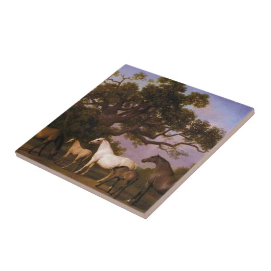 ジョージStubbs著オークの木の下のロバそして子馬 タイル (側面)