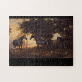 ジョージStubbs著絵を描く黒い種馬のヴィンテージ ジグソーパズル