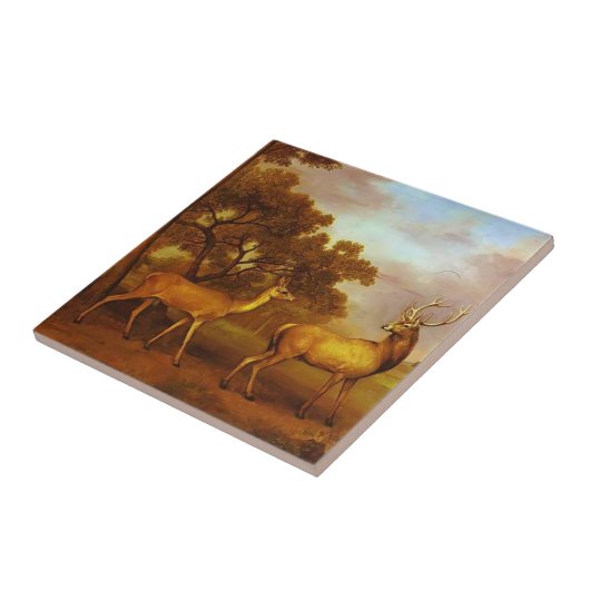 ジョージStubbs-のアカシカの雄鹿および後部 タイル (側面)