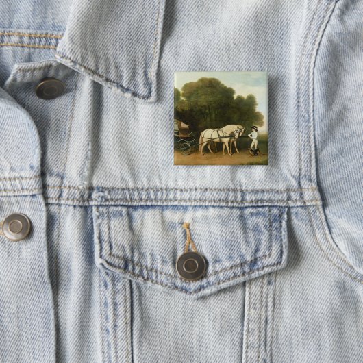 ジョージStubbs |組のクリーム色のPonのフェートン型オープンカー 缶バッジ (インサイチュ)