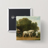 ジョージStubbs |組のクリーム色のPonのフェートン型オープンカー 缶バッジ (正面&裏面)