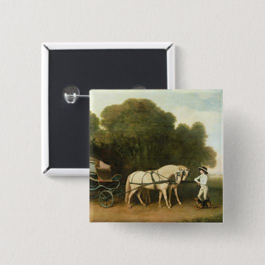 ジョージStubbs |組のクリーム色のPonのフェートン型オープンカー 缶バッジ (正面&裏面)