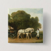 ジョージStubbs |組のクリーム色のPonのフェートン型オープンカー 缶バッジ (正面)