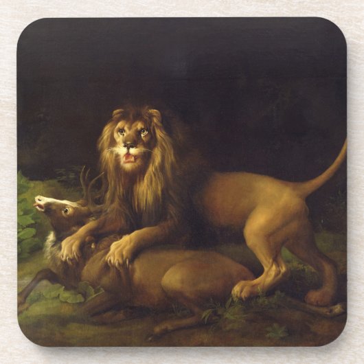 ジョージStubbs |雄鹿、c.1765 (oを攻撃しているライオン コースター (正面)